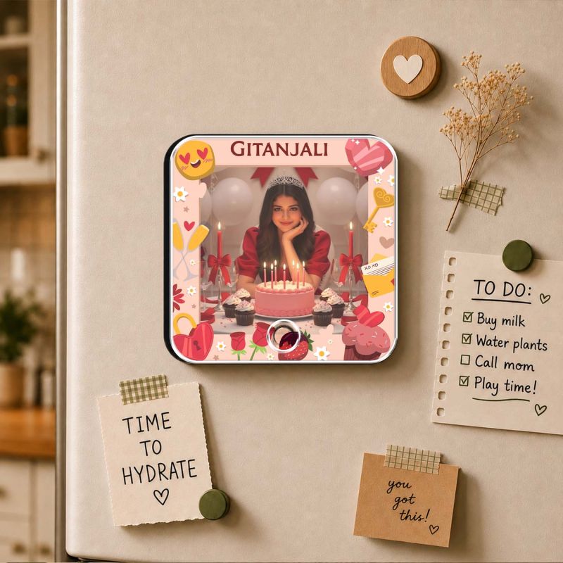 Birthday Gift for Sister & Bestie Customized Musical Fridge Audio Message Gift  Rechargeable Sound Magnet Photo Frame Magnet for Refrigerator